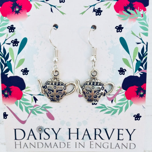 Mini Teapot Earrings, Beat Addiction Gift, Teapot Gift, Tea Drinker Jewellery, Teapot Jewelry, Sober Celebration Gift, Sobriety Gift Ideas.