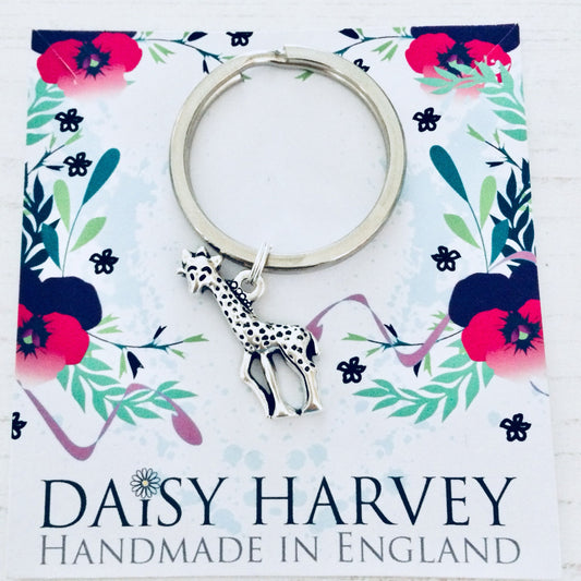 Giraffe Keychain, Giraffe Lover Keyring, Safari Animal Keychain, Giraffe Gifts, Zoo Lover Present, Animal Gift, Zoological Gift, Zoo Animal.