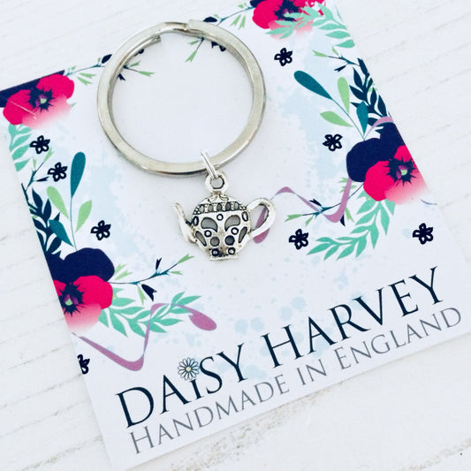 Afternoon Tea Keychain, Tea Party Keychain, Teapot Keyring, Tea Lovers Gift, Tea Keyring, Teapot Keychain, Afternoon Tea Gifts, Cup Of Tea.