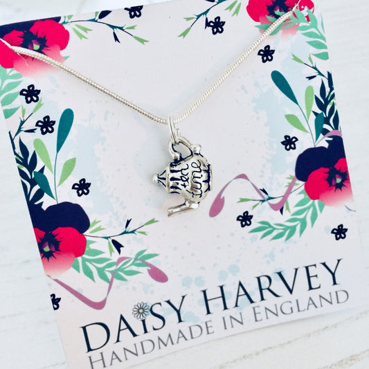 Teapot Present For Her, Tea Necklace, Teapot Charm Necklace, Teapot Gifts, English Tea Party, Necklace Teapot, Tea Jewelry, Tea Themed Gifts