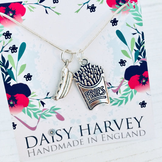 Hot Dog Necklace, Frankfurter Pendant, Junk Food Jewelry, Food Necklace, Junk Food Jewellery, Food Jewelry, Fun Gift Idea, Bratwurst Sausage