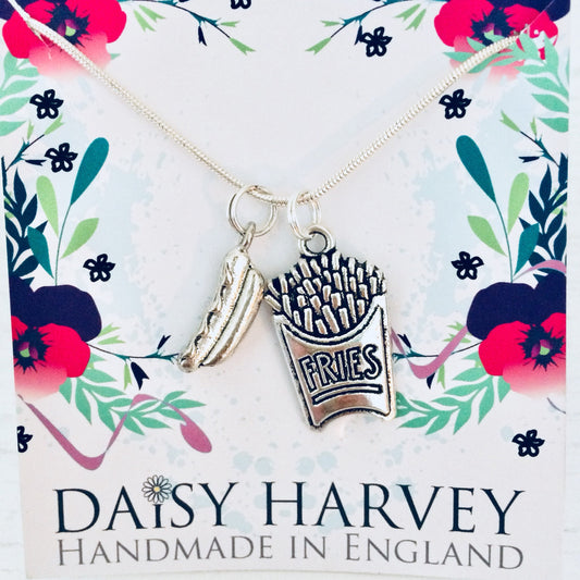 Hot Dog Necklace, Frankfurter Pendant, Junk Food Jewelry, Food Necklace, Junk Food Jewellery, Food Jewelry, Fun Gift Idea, Bratwurst Sausage