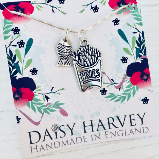 Beach Necklace, Fish Chips Gifts, Fish Chips Lover, Cute Necklace, Cute Gift Ideas, Gifts For Friends, School Friend Gift, Fries Necklace.