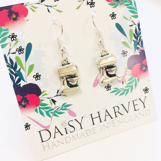 Silver Baking Earrings - Food Mixer Earrings - Baker Earrings - Gift for Baker - Baker Present - Gift for Cook - Baking Present - Christmas