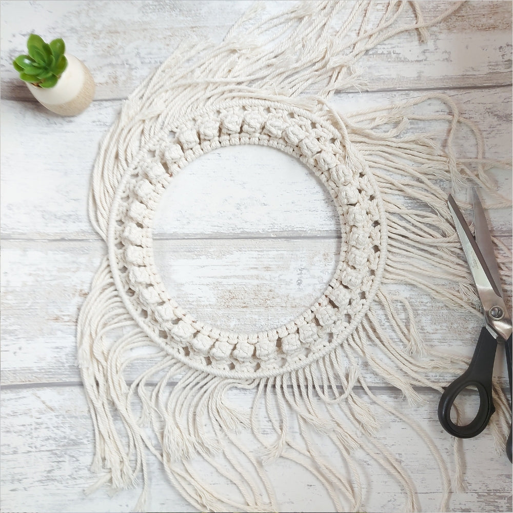 image showing how our macrame mirrors are made