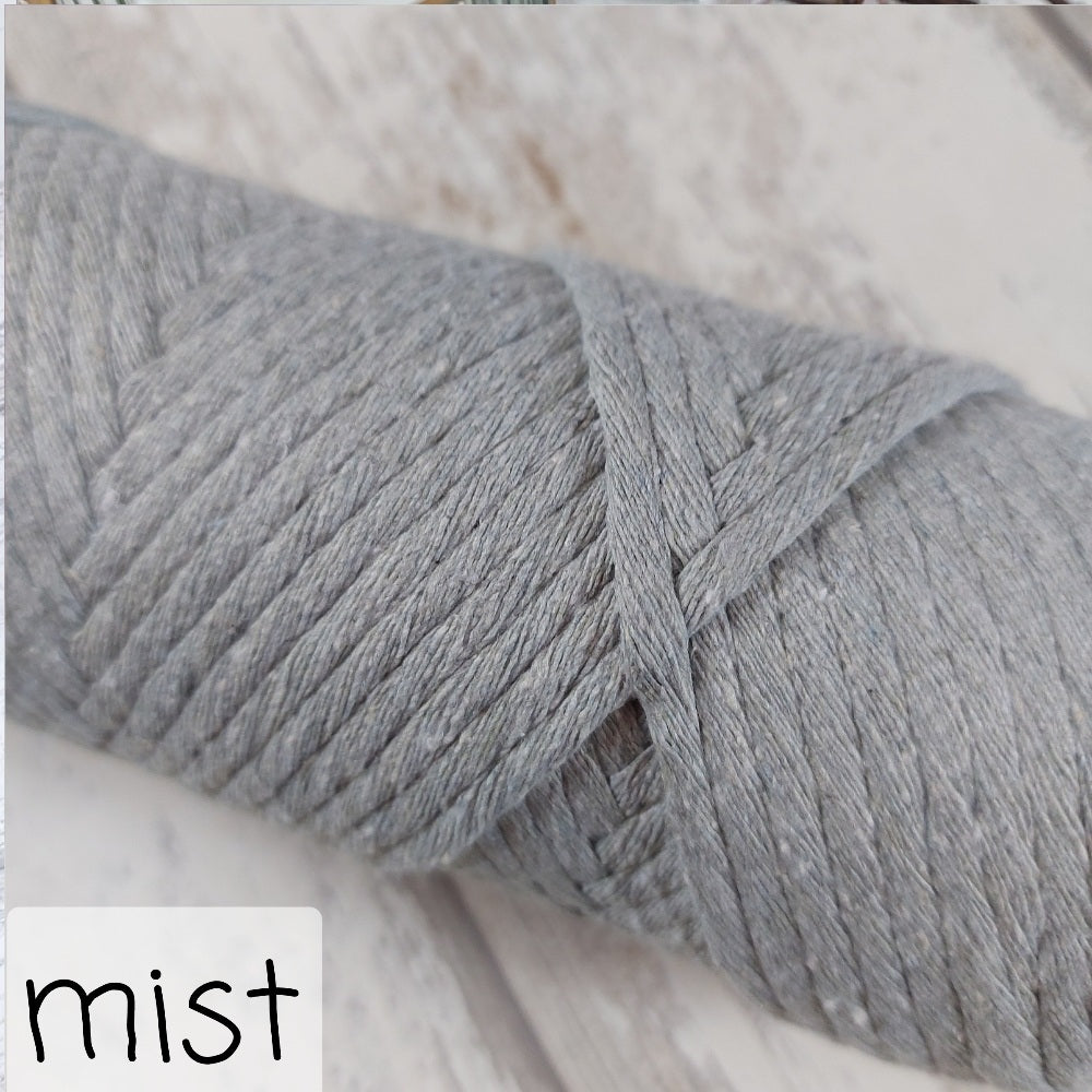 Close up image of mist macrame rope