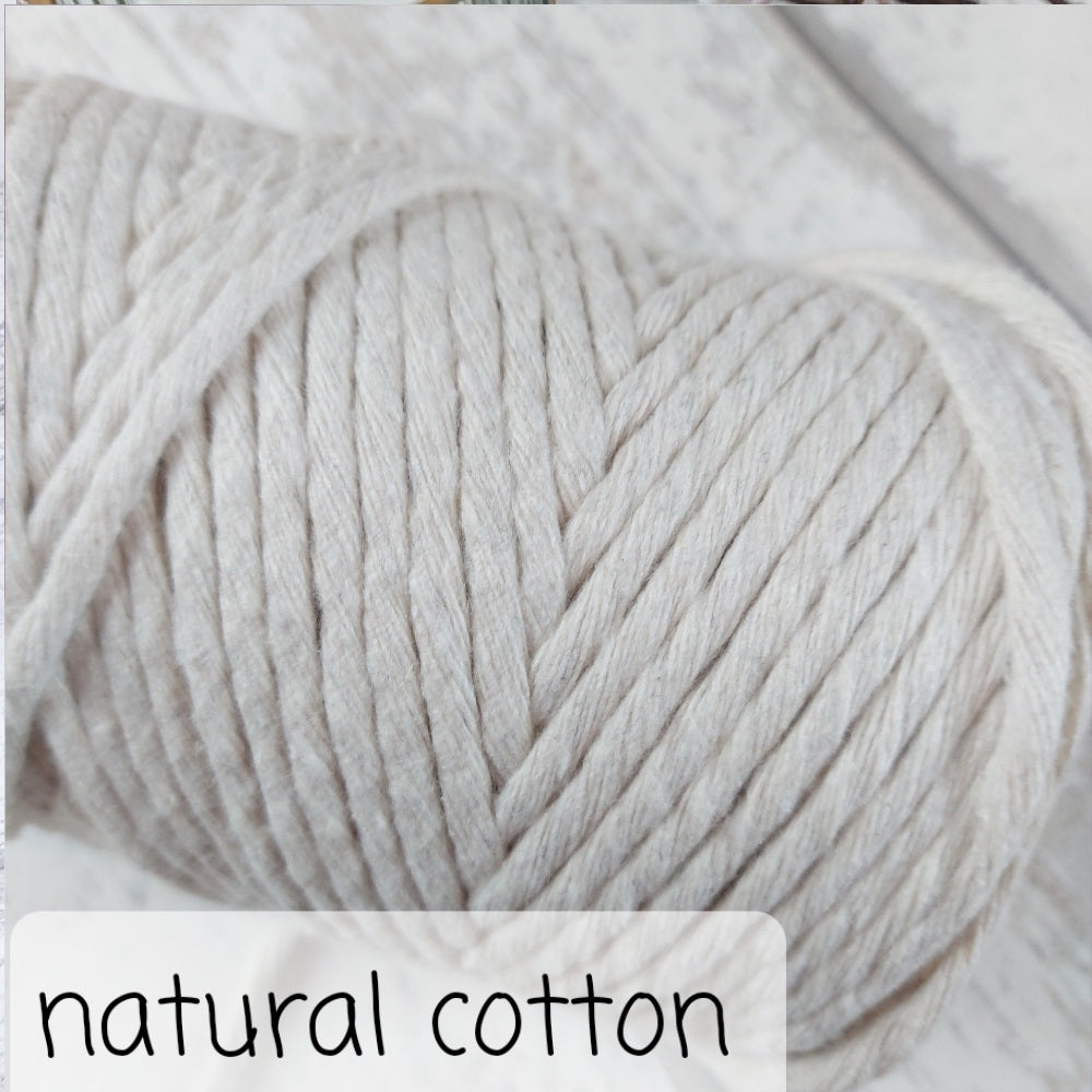 Close up image of snow natural cotton macrame rope