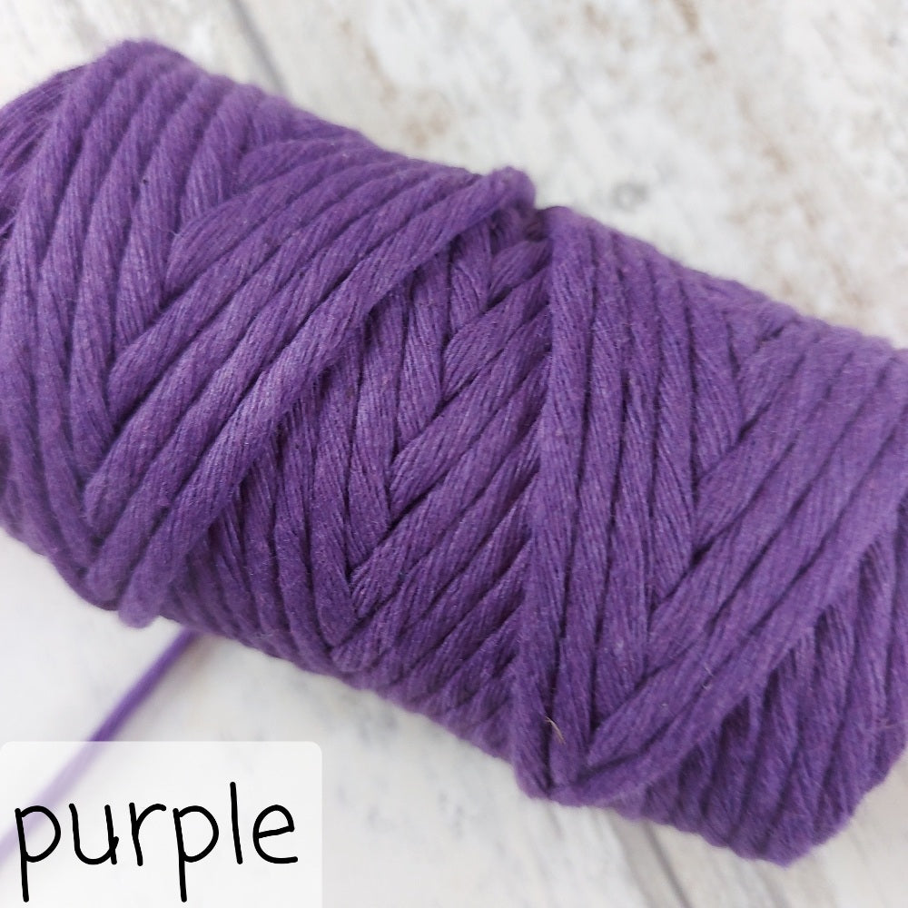 Close up image of purple macrame rope
