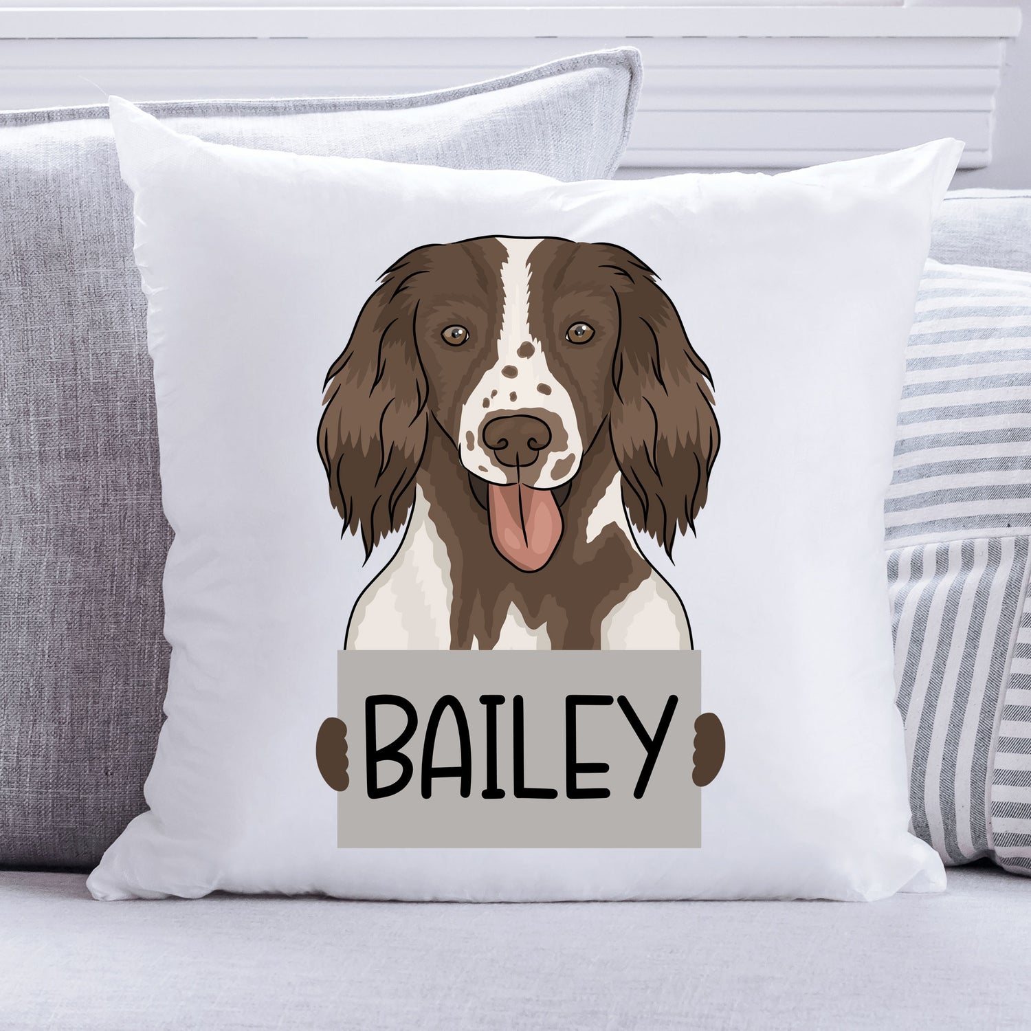 Springer Spaniel Dog Cushion Personalised Pet Cushion Beautifully Handmade UK